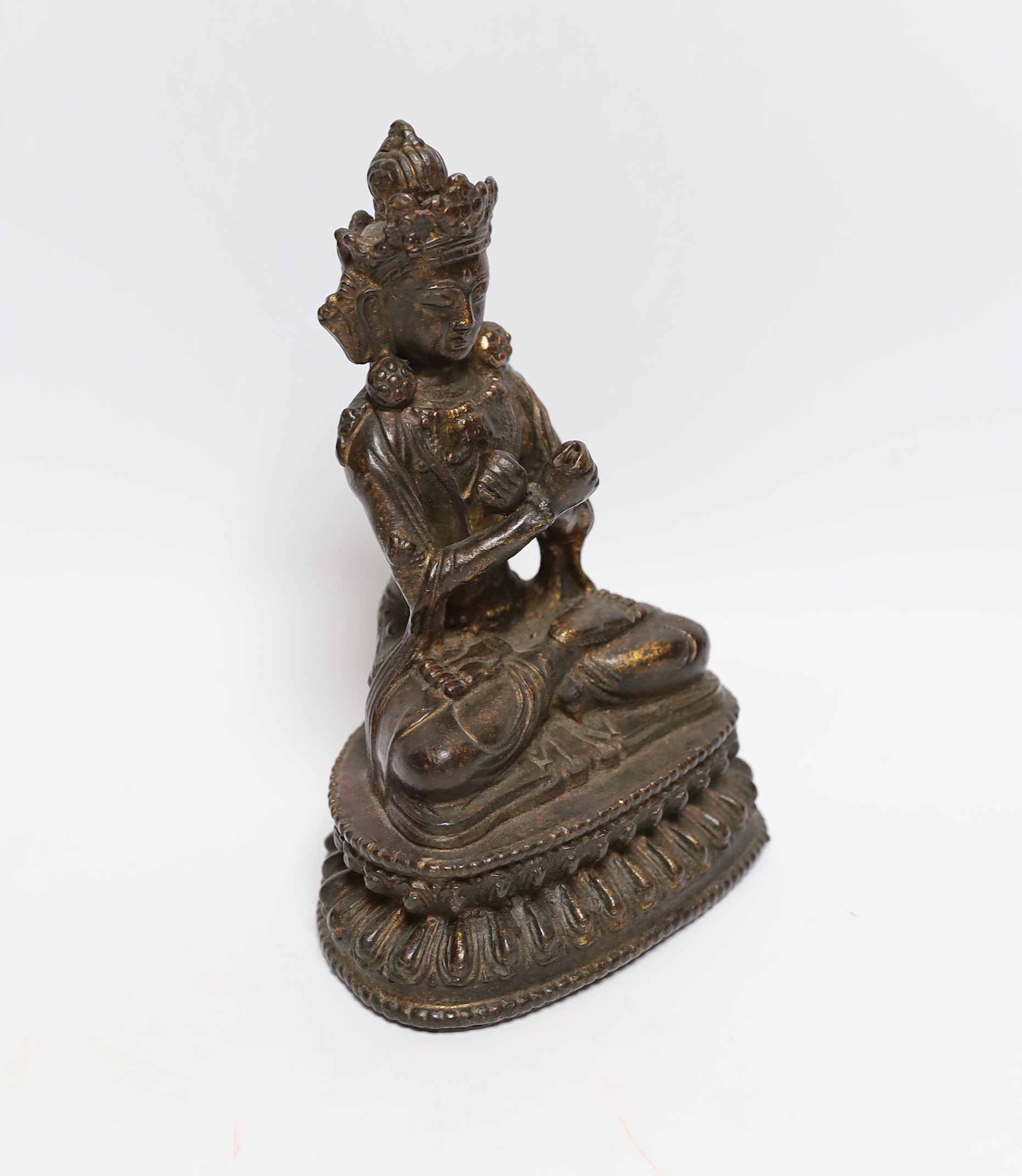 A Chinese bronze figure of Tara, possibly Tibetan, 19cm high